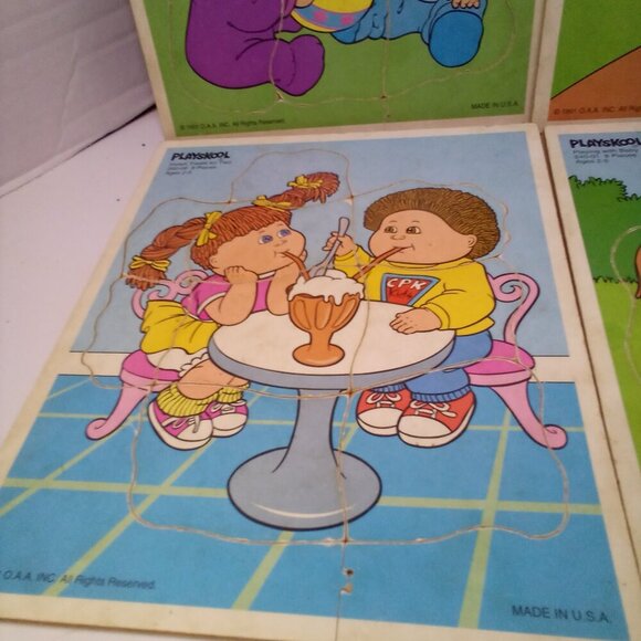Vintage 1991 Cabbage Patch Kids Puzzles Wood Lot of 4 Playskool Ages 2-5 - Picture 5 of 11